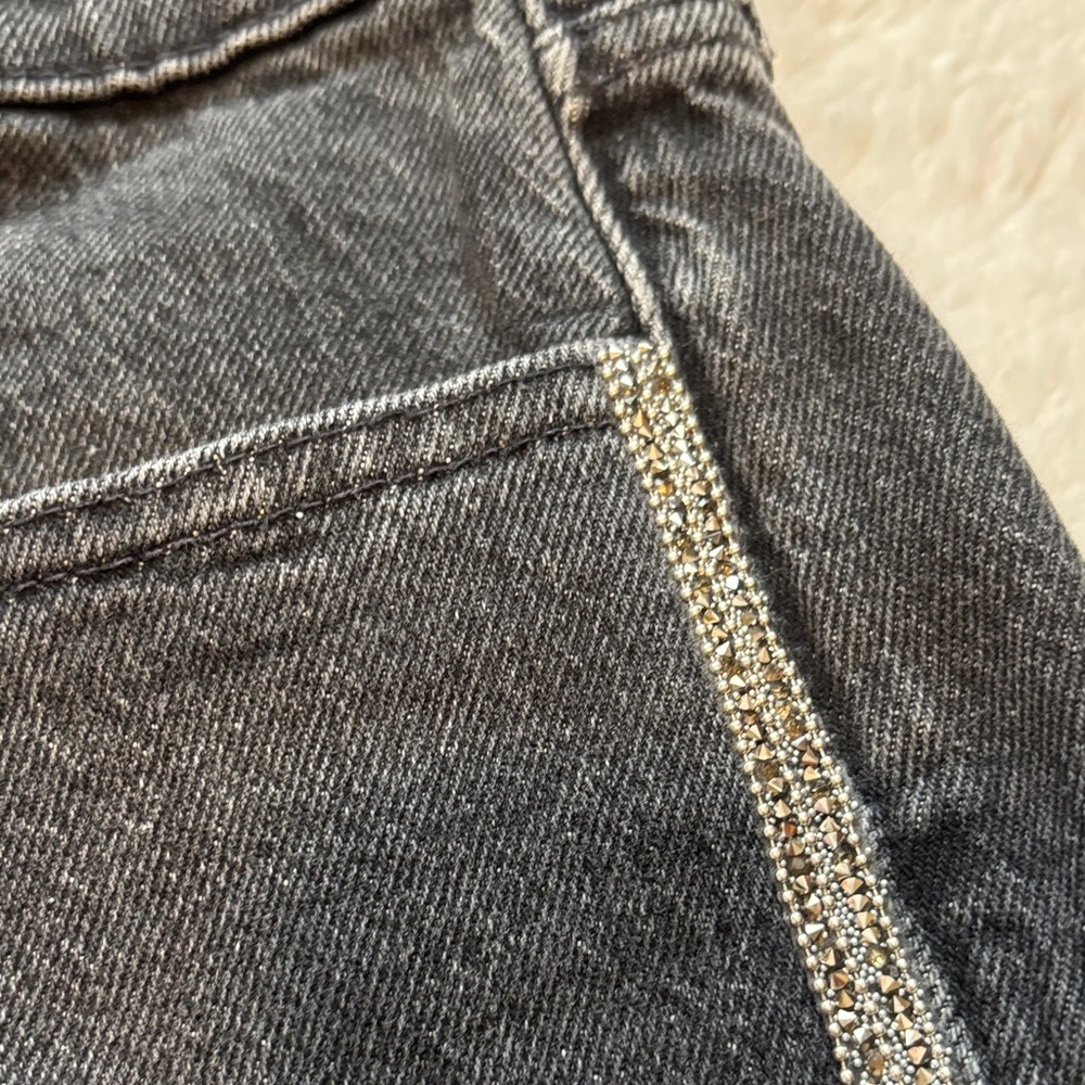 Lucky Brand Women’s Black Denim Jeans with rhinestones down the sides! - Picture 3 of 11